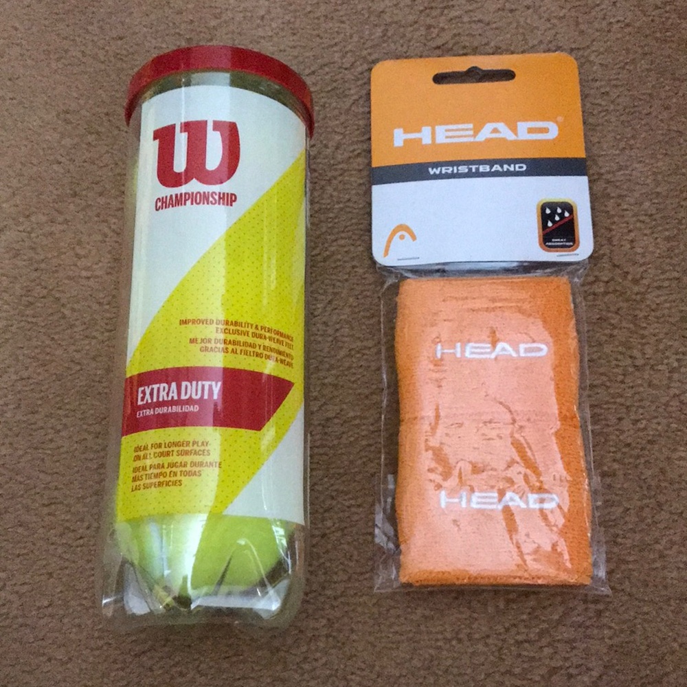 Tennis Bundle- Wilson Championship Extra Duty Tennis Balls & Head Wristbands
